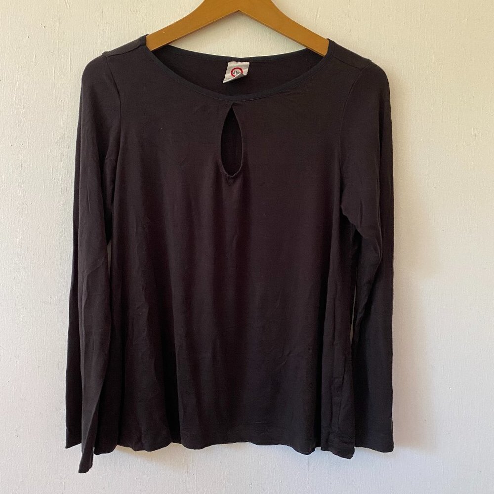 JW San Francisco Whimsigoth Blouse Medium Long Sleeve Black Keyhole Modal Witchy